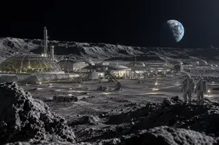 Lunar Colony Under Earthrise