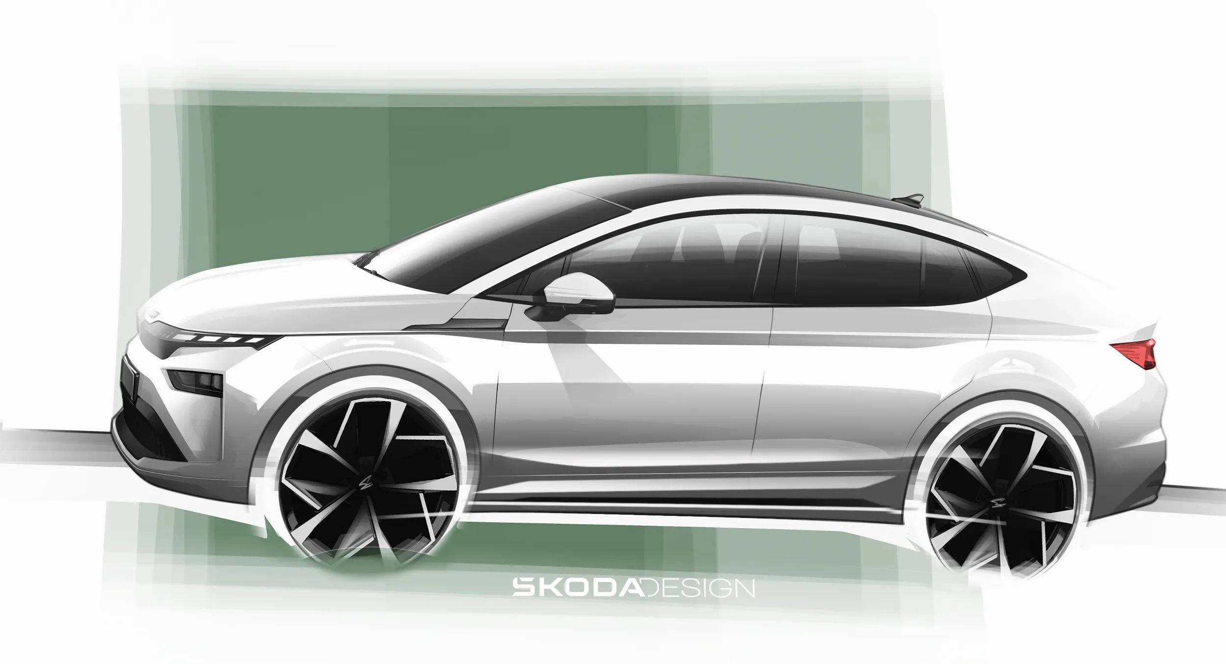Exterior sketches of the new Škoda Enyaq family